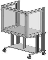 Mobiler Experimentierstand mit Schutzumhausung für die Robotik, SybaPro, 1200mm