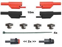 Sicherheitsmessleitungssatz, 4mm, 10m, 4 Stück, inkl. Zugentlastung