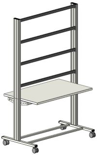 Mobiler Experimentierstand, 3-etagig, 6 Steckdosen, 1250x1970x700mm (BHT)