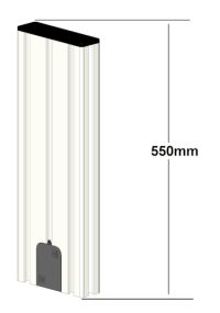 SybaPro Alu-Profilverlängerung 550mm zur Montage von Zubehörteilen, mit Öffnung