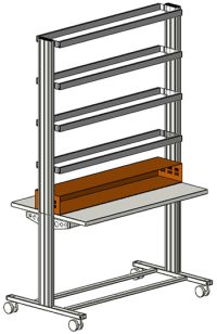 Energieversorgungskanal für mobile Tische + Wagen 1250mm, Tischmontage (3HE/222T