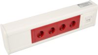 Energieversorgung, 4-fach Steckdose rot, RJ45 Doppeldose CAT6A