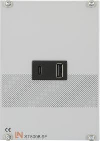 2-fach USB-Netzteileinsatz, USB-A +USB-C, 18W, (18TE)