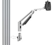 Monitorarm 2-tlg., Gasdruckfeder, 6-15kg zur Aluprofilbefestigung, VESA75/100