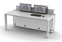 SybaPro Labortisch mit elektr. versenkbarem Doppelmonitor-Halter 180*90, 1800x76