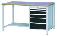 SybaWork Werkbank, 1500x750x859mm, 5 Schubladen, Fachboden, Multiplexplatte 40mm