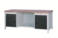 SybaWork Werkbank, 2000x859x750mm (BHT), 2 Schubladen + 2 Türen, Fachboden, Mult