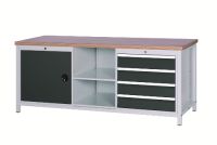 SybaWork Werkbank, 2000x859x750mm (BHT), 4 Schubladen, 1 Türe, 2 Fachböden, Mult