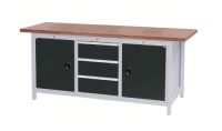 SybaWork Werkbank, 2000x750x859mm (BHT), 3 Schubladen, 2 Türen, Multiplexplatte