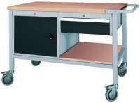 Mobile Werkbank SybaWork, 1200x859x750mm (BHT), Schublade, Unterschrank, Fachbod