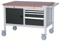 Mobile Werkbank SybaWork, 1200x859x750mm (BHT), Unterschrank, 4 Schubladen, Plat