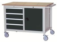 Mobile Werkbank SybaWork, 1200x935x750mm (BHT), Unterschrank, 4 Schubladen, Plat