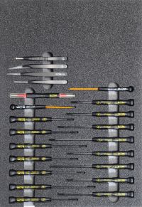 ESD/Elektronik-Werkzeugsatz 1, Schraubendreher (22 Teile), Einlagengröße 330x480